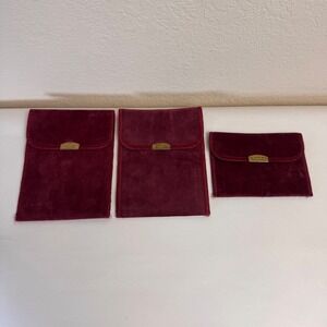 Steven Lagos Lot of 3 Jewelry Pouches Burgundy Brass Logo Vintage